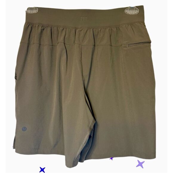 Lululemon Men’s Linerless Shorts Inside Drawstring Olive Active Comfort - Picture 4 of 7